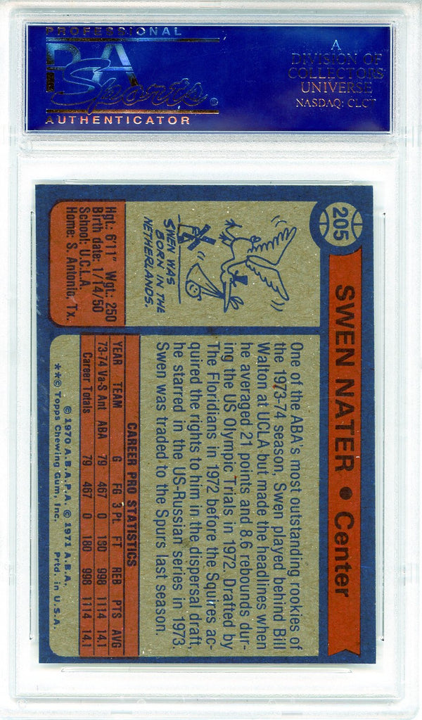 Swen Nater 1974 Topps Card #205 (PSA Mint 9)