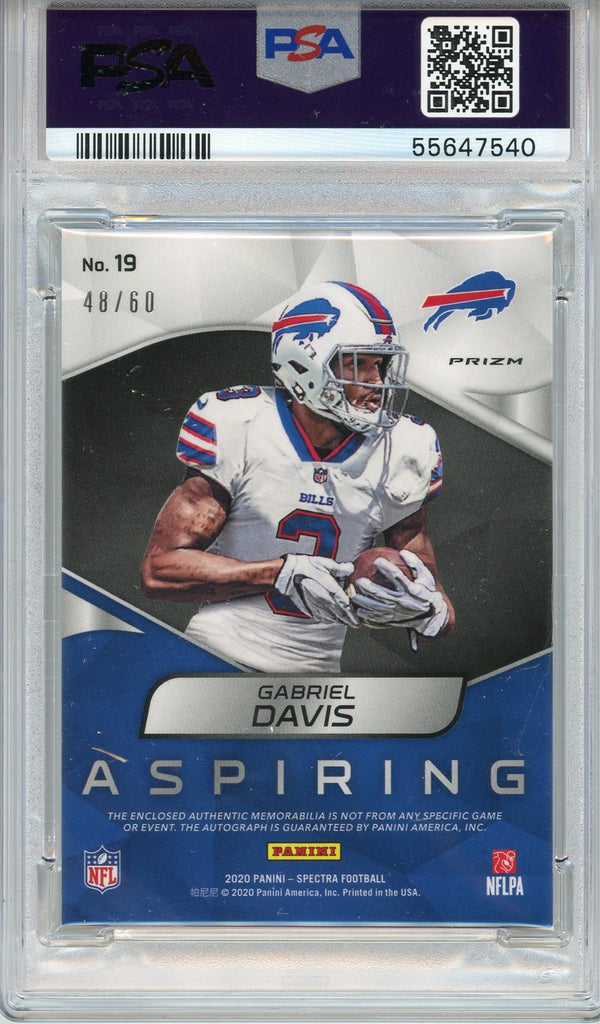 Gabriel Davis Autographed 2020 Panini Spectra Aspire Blue Prizm Rookie Patch Card #19 (PSA 9/10)