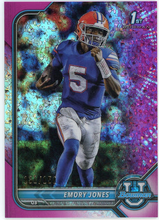 Emory Jones 2022 Bowman University Pink Refractor Rookie Card /150