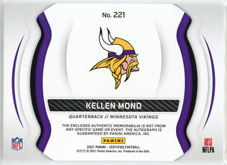 Kellen Mond Autographed 2021 Panini Certified Freshman Fabric Rookie Card #221