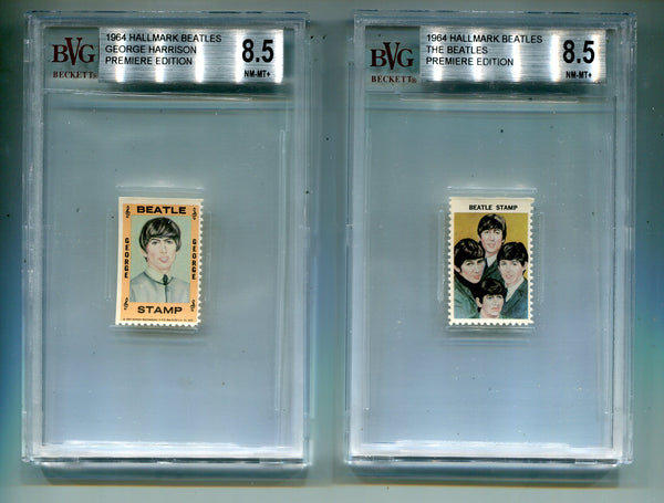 1964 Hallmark Beatles Beckett Graded Card Set Lot (5 Cards Graded 8.5 NM)