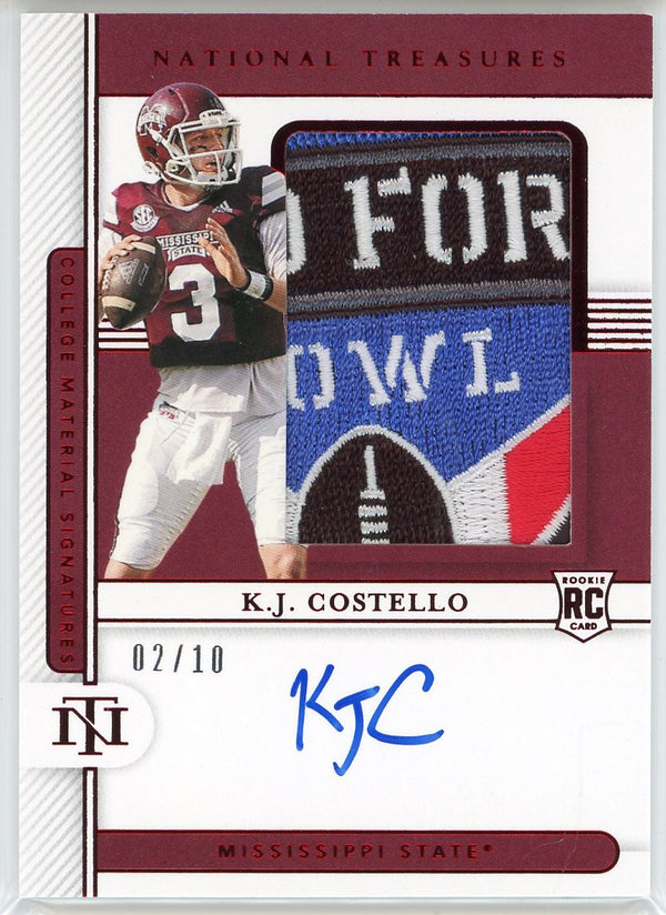 KJ Costello Autographed 2021 Panini National Treasures Collegiate Rookie Patch Card #78