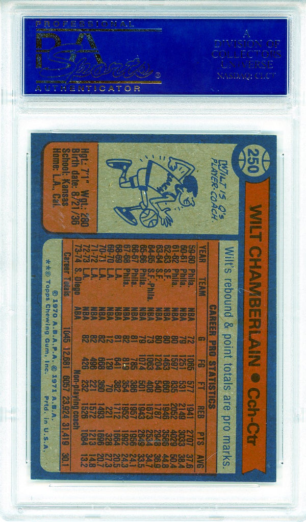 Wilt Chamberlain 1974 Topps Card #250 (PSA Mint 9)