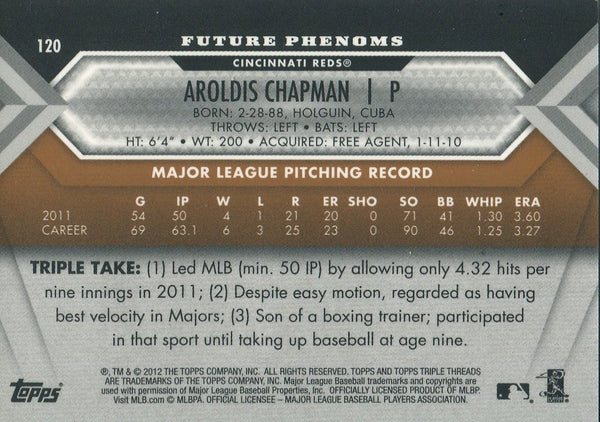 Aroldis Chapman 2012 Topps Future Phenoms Game Worn/Autographed Card