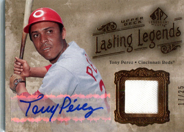 Tony Perez 2005 Upper Deck Lasting Legends Game-Worn Jersey/Autographed Card