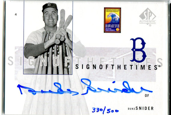 Duke Snider 2002 Upper Deck Autographed Card #330/500