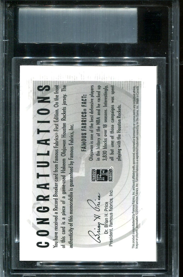 Hakeem Olujawon 2010 Famous Fabrics First Edition Card #2/9