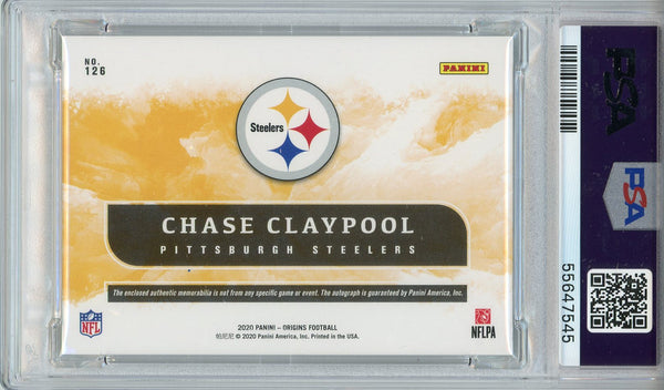 Chase Claypool Autographed 2020 Panini Origins Jumbo Patch Rookie Card #126 (PSA 9/9)