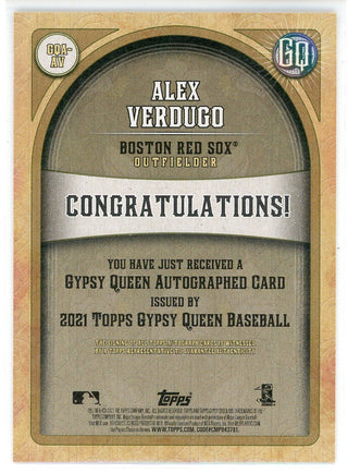 Alex Verdugo Autographed 2022 Topps Gypsy Queen Card #GQA-AV