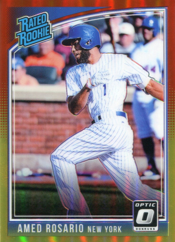 Amed Rosario 2018 Donruss Optic Red & Yellow Rated Rookie Card