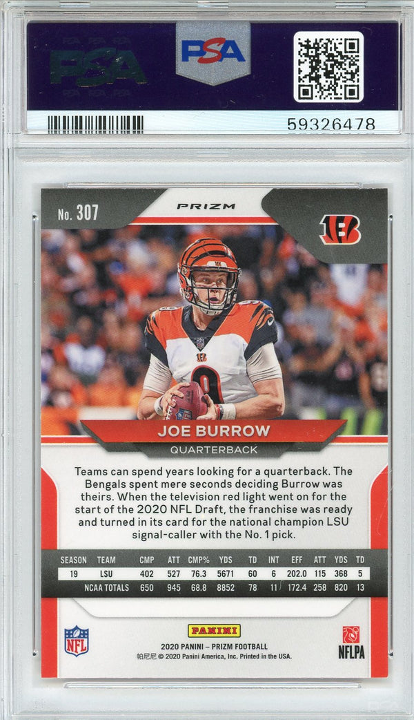 Joe Burrow 2020 Panini Prizm Orange Lazer Prizm Rookie Card #307 (PSA NM-MT 8)