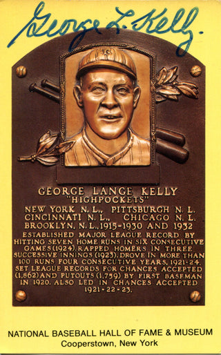 George Kelly Autographed Hall of Plaque Card (JSA)