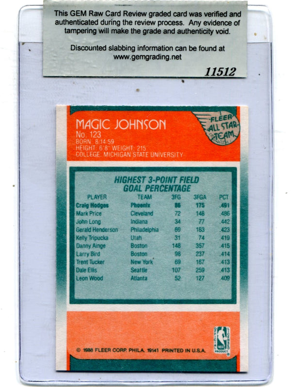 Magic Johnson 1988 Fleer All-Star #123 GEM Grading Mint 10 Card