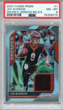 Joe Burrow 2020 Panini Prizm Premier Jerseys Relics Silver Rookie Card #1 (PSA NM-MT 8)