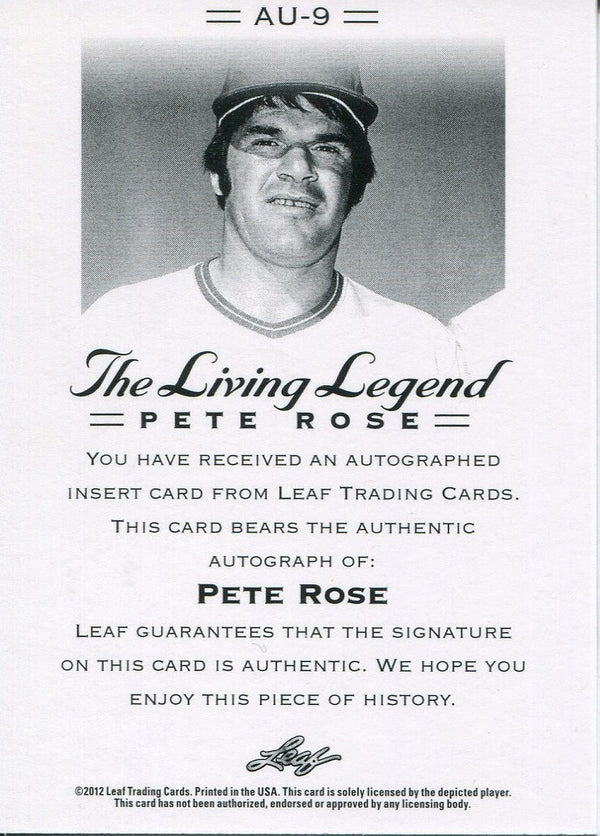 Pete Rose 2012 Leaf Living Legend Autographed Card