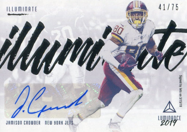 Jamison Crowder Autographed 2019 Luminance Card 41/75