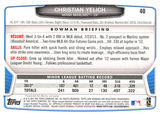 Christian Yelich 2013 Bowman Rookie Card