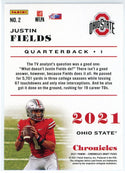 Justin Fields 2021 Panini Chronicles Draft Picks Rookie Card #2