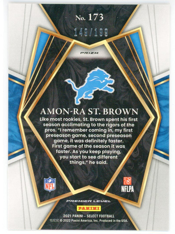 Amon-Ra St. Brown 2021 Panini Select Red/Blue Prizm Rookie Card #173