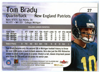 Tom Brady 2000 Fleer Skybox Impact Rookie Card #27