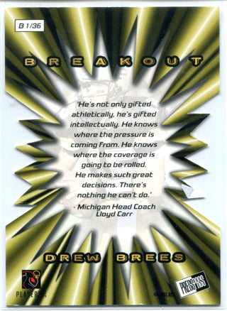Drew Brees 2001 Press Pass Breakout Rookie Card