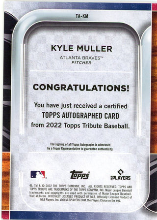 Kyle Muller 2022 Topps Tribute Autographed Rookie Card /50