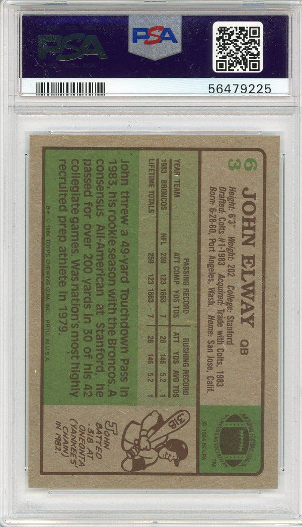 1984 Topps - [Base] #63 - John Elway [PSA 7 NM]