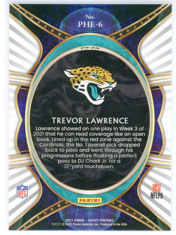 Trevor Lawrence 2021 Panini Select Phenomenon Silver Prizm Rookie Card #PHE-6