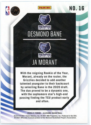 Ja Morant & Desmond Bane 2020-21 Panini Illusions Rookie Reflections Card #16