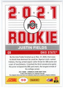 Justin Fields 2021 Panini Chronicles Score Draft Picks Rookie Card #59