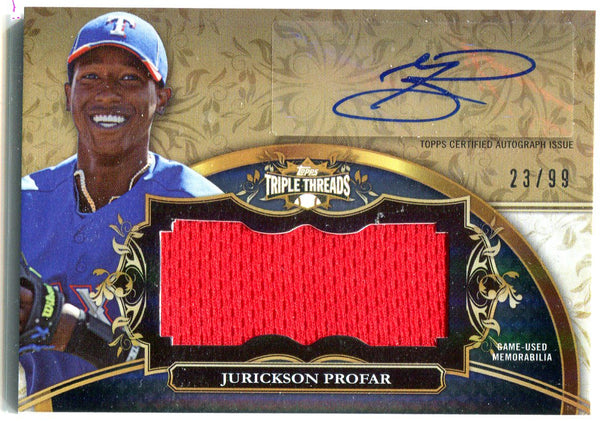 Jurickson Profar 2013 Topps Triple Threads Game-Used Jersey/Autographed Card #23/99