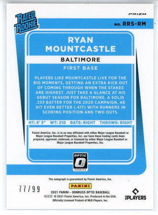 Ryan Mountcastle Autographed 2021 Panini Donruss Optic Purple Prizm Rated Rookie Card #RRS-RM