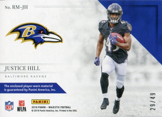 Justice Hill 2019 Panini Majestic Jersey Relic Rookie Card 29/49