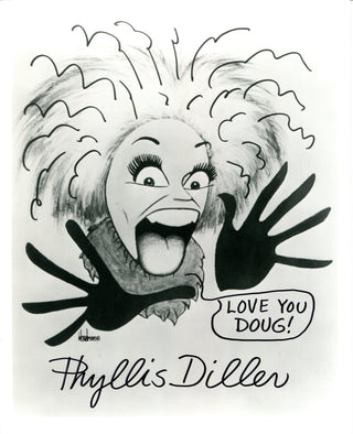 Phyllis Diller Autographed Cartoon 8x10 Photo