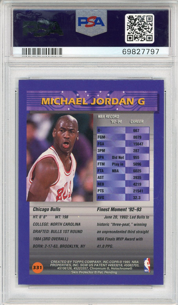 Michael Jordan 1994 Topps Finest Card w/ Coating #331 (PSA NM-MT 8)