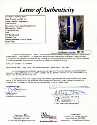 Detroit Lions Greats Autographed Detroit Lions Authentic Helmet (JSA)