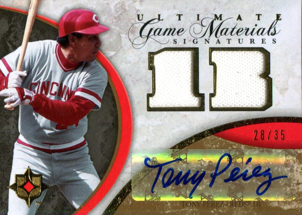 Tony Perez Autographed 2006 Upper Deck Ultimate Collection Game Materials Jersey Card