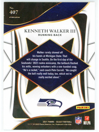 Kenneth Walker III 2021 Panini Select Silver Prizm Rookie Card #407