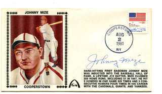 Johnny Mize Cooperstown August 1981 N.Y Autographed First Day Cover