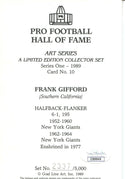 Frank Gifford AUTOGRAPHED GOAL LINE ART CARD