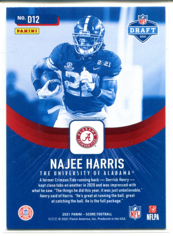 Najee Harris 2021 Panini Score Rookie Card #D12