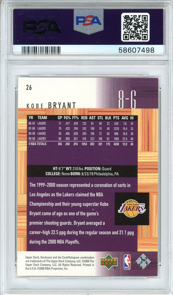 Kobe Bryant 2000 Upper Deck Hardcourt Card #26 (PSA NM-MT 8)