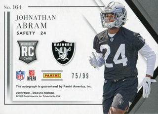 Johnathan Abram Autographed 2019 Panini Majestic Rookie Card 75/99
