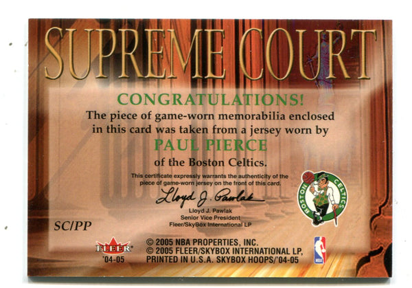 Paul Pierce 2004-05 Fleer Supreme Court Jersey Card #SCPP Card