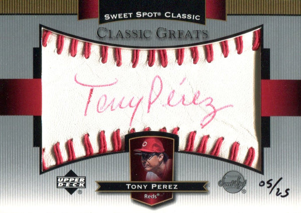 Tony Perez Autographed 2003 Upper Deck Sweet Spot Classic Greats Card
