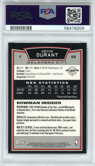 Kevin Durant 2008 Bowman Chrome Card #69 (PSA)