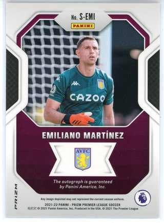 Emiliano Martinnez Autographed 2021-222 Panini Prizm Premier League Red Cracked Ice Prizm Card #S-EMI