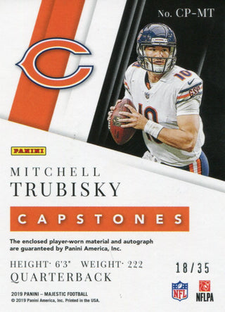 Mitchell Trubisky Autographed 2019 Panini Majestic Quad Relic Card 18/35