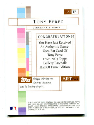Tony Perez 2003 Topps ARTifact #ARTP Bat Card
