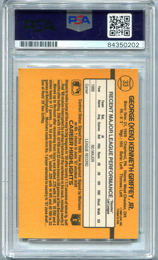 Ken Griffey jr. 1989 Donruss Rated Rookie #33 (PSA Authentic) Card